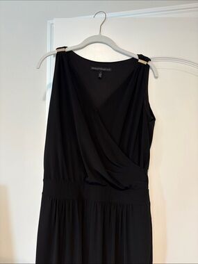 Black Sleeveless Jumpsuit with Gold Accents - White House Black Market